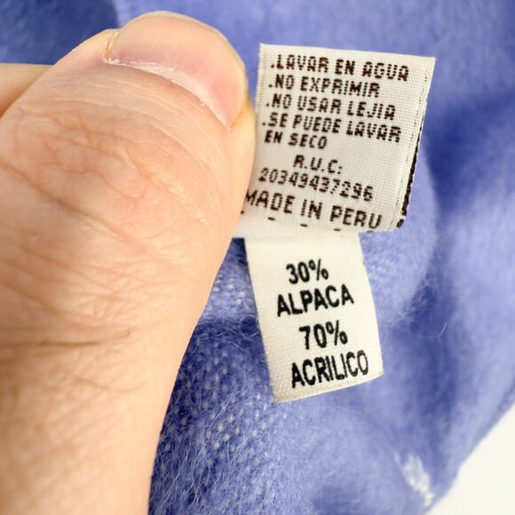 ALPACAβ CAMARGO Brushed Alpaca Blend Fringe Peru Periwinkle Blue Scarf 9βx 80β - Picture 6 of 6